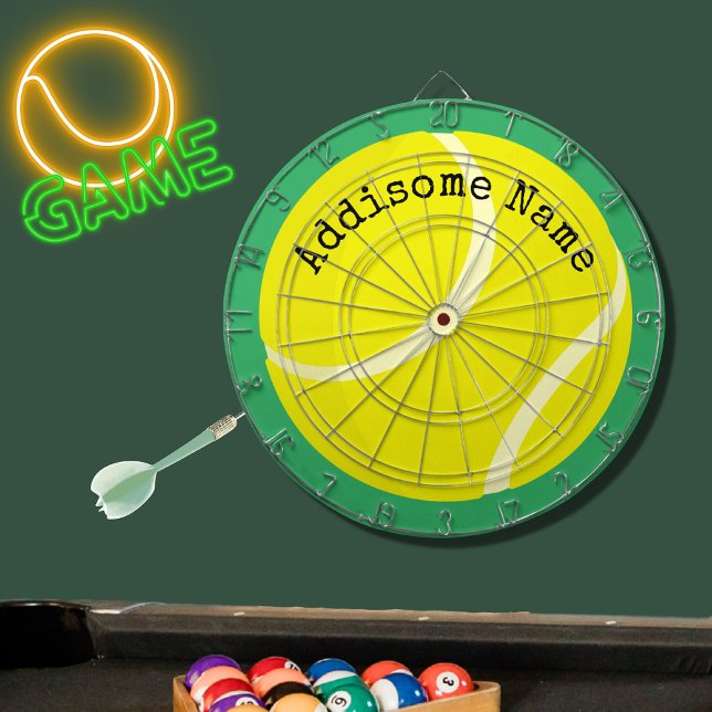 Personalises Monogrammed Yellow Tennis Ball  Dartboard (Creator Uploaded)