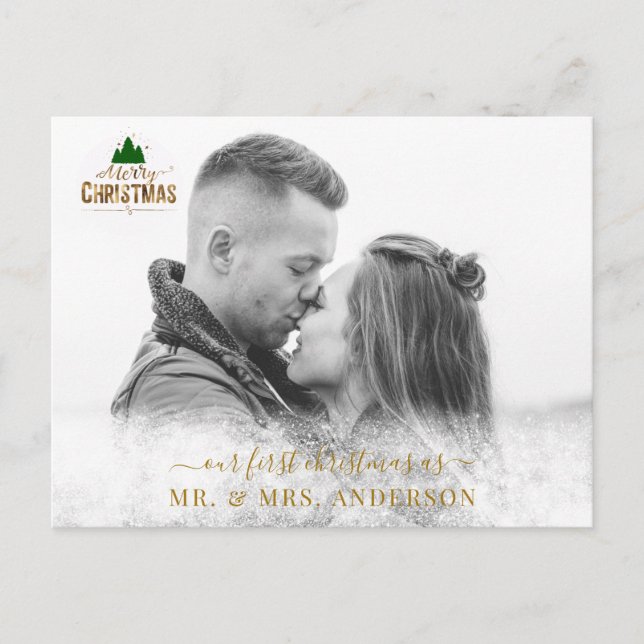 Personalisierbar Foto Karte Schneeflocken Postcard (Front)