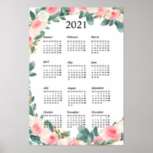Personalisierbar Kalender 2021 Floral Poster