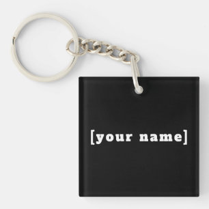 personalisierbar schwarz weiss mit Deinem Namen Key Ring