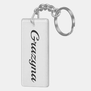 personalisierbar Vorname Grazyna schwarz weiß Key Ring