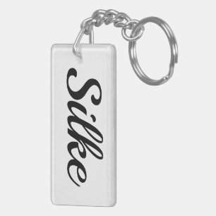 personalisierbar Vorname Silke schwarz weiß Key Ring