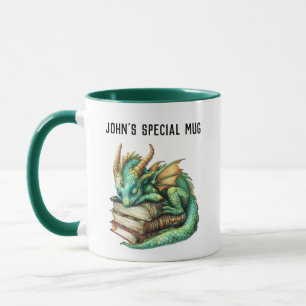 Personalisierbare "I love Dragons & Books" Mug
