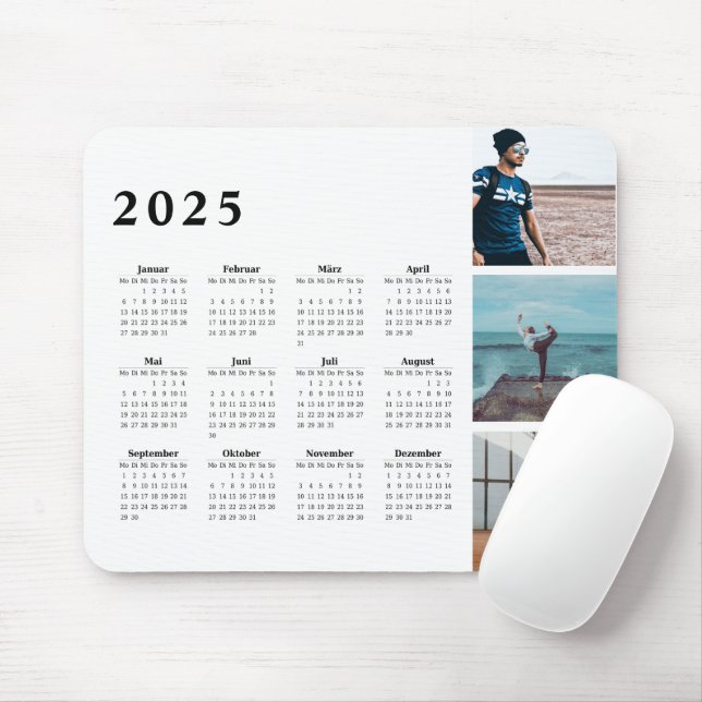 Personalisierter Galeriekalender 2025 Mouse Mat (With Mouse)