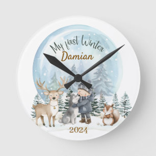 personalisiertes Kinderzimmer Wanduhr für Jungs Round Clock