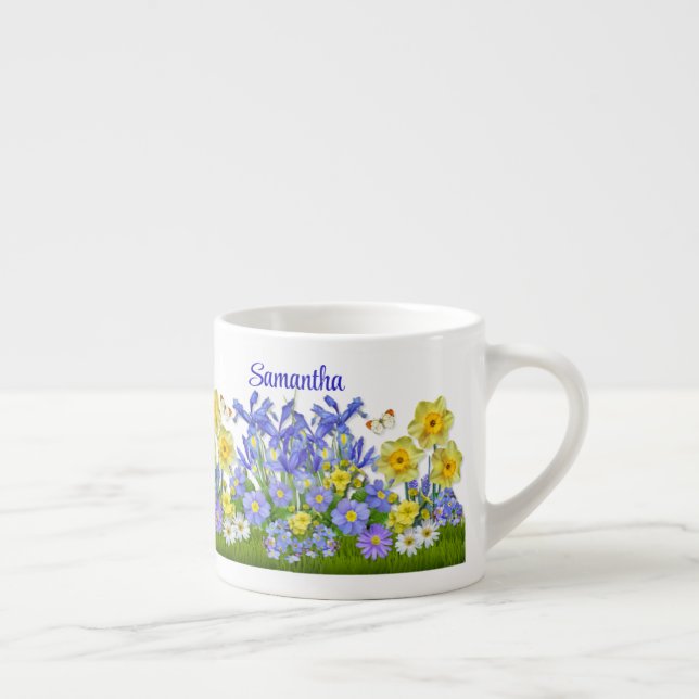 Personalixed Pretty Spring Flowers Espresso Cup (Right)