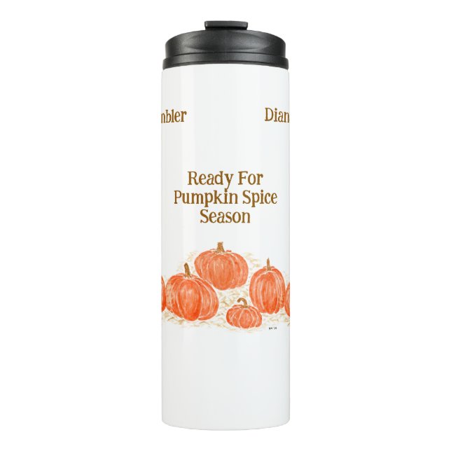 PERSONALIZ Pumpkin Spice Season Watercolor Pumpkin Thermal Tumbler (Front)