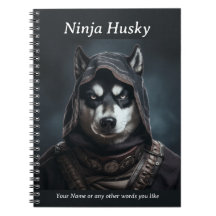 Personalizabl  Ninja Dog Husky Notebook Black