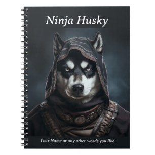 Personalizabl  Ninja Dog Husky Notebook Black