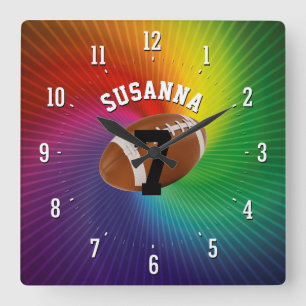Personalizable American Football   Sport Gift Square Wall Clock