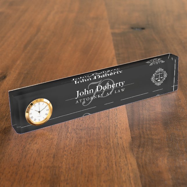 Personalizable ATTORNEY AT LAW Nameplate (Side)