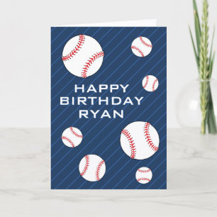 Personalizable Baseball Balls Happy Birthday Kids Card