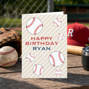 Personalizable Baseball Balls Happy Birthday Kids Card