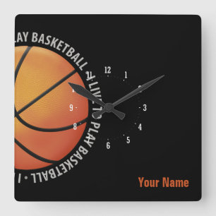 Personalizable Basketball   Sport Gifts Square Wall Clock