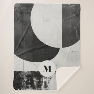 Personalizable Black and White Modern Abstract  Sherpa Blanket