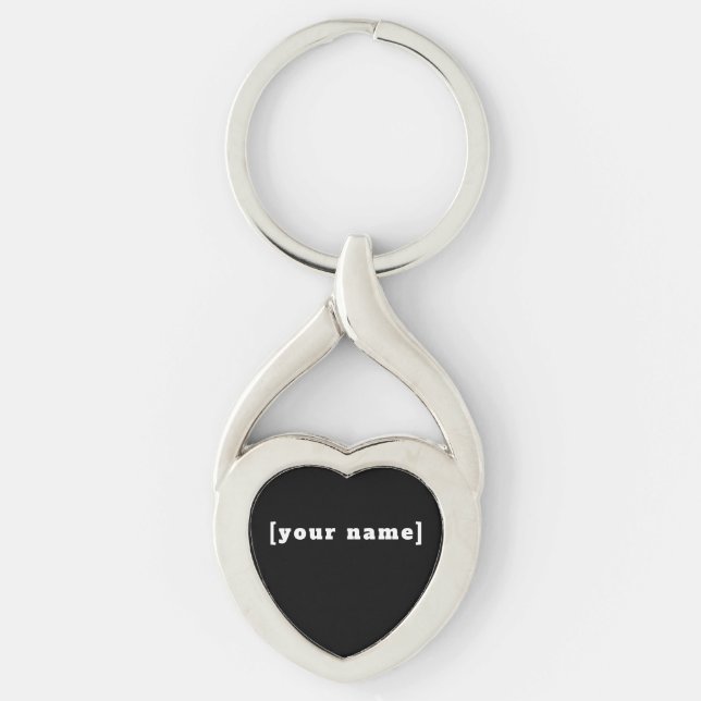 personalizable black and white with your name key ring (Front)
