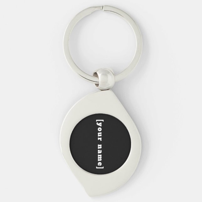 personalizable black and white with your name key ring (Front)