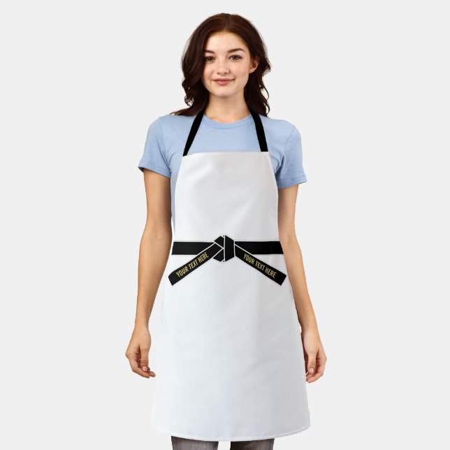 Personalizable Black Belt (Kuro-obi) Apron (Worn)