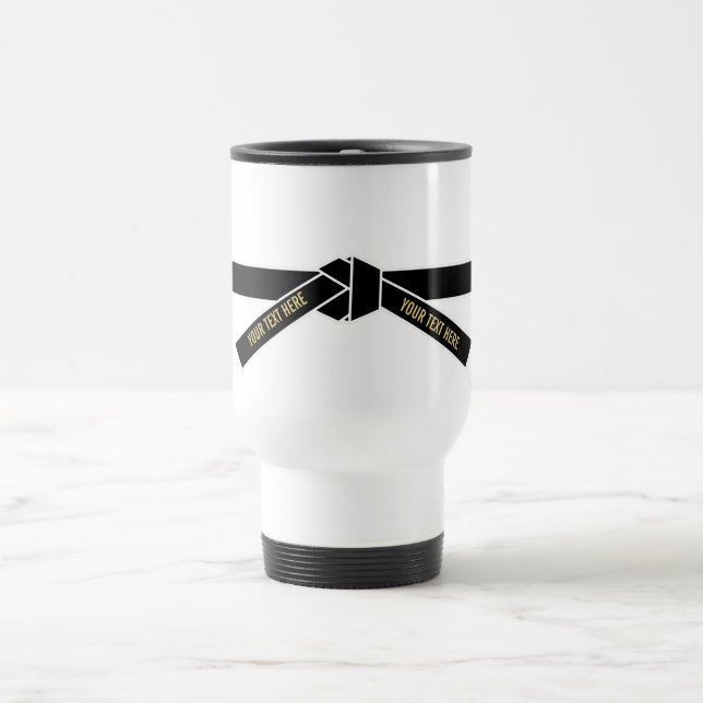 Personalizable Black Belt (Kuro-obi) Travel Mug (Center)