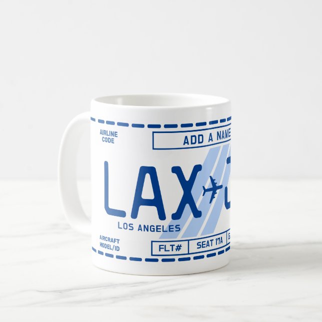 Personalizable Boarding Pass Mug for Travel Fans (Front Left)