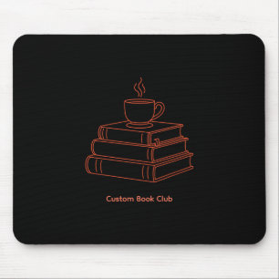 Personalizable Books and Coffee Line Art Aesthetic Mouse Mat