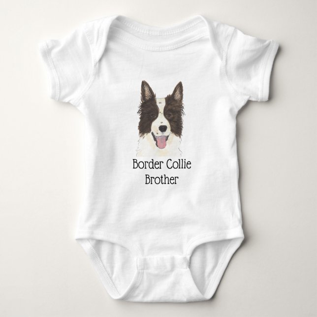 Personalizable Border Collie Dog Baby Bodysuit (Front)