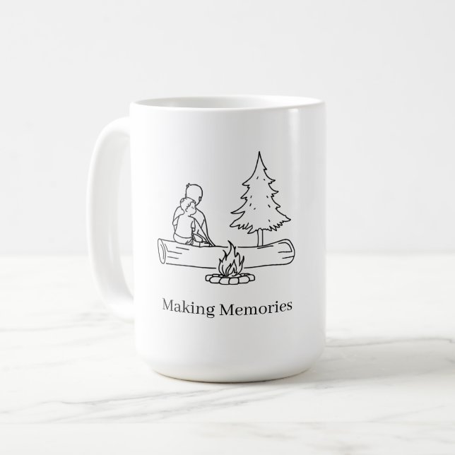 Personalizable Camp Dad Minimalist Line Art Coffee Mug (Front Left)