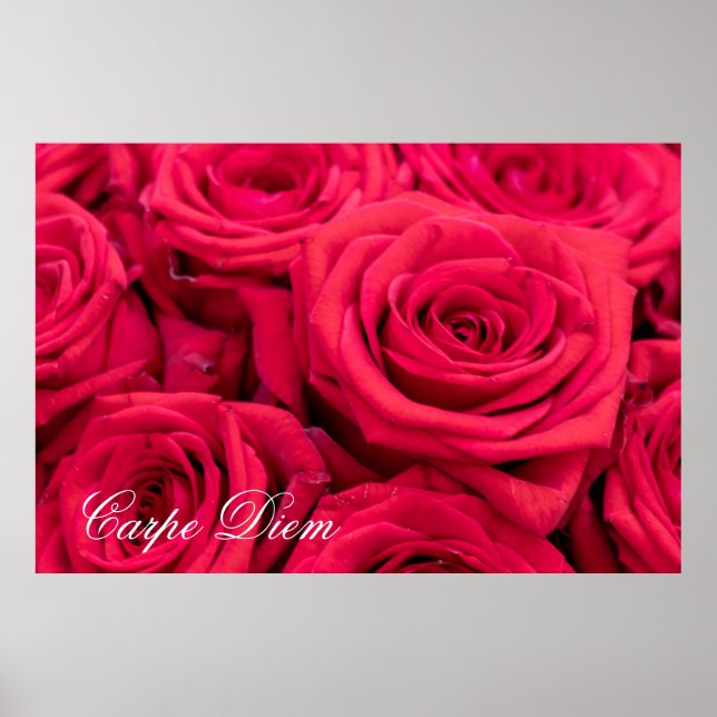 Personalizable Carpe Diem with red roses Poster (Front)