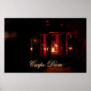 Personalizable Carpe Diem with shiny candle light  Poster