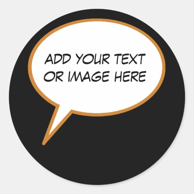 personalizable cartoon speech balloon classic round sticker (Front)