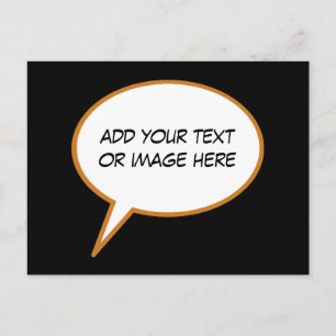 personalizable cartoon speech balloon postcard