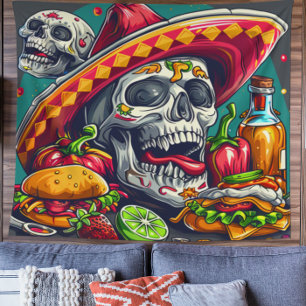Personalizable Cinco de Mayo Skull Tapestry