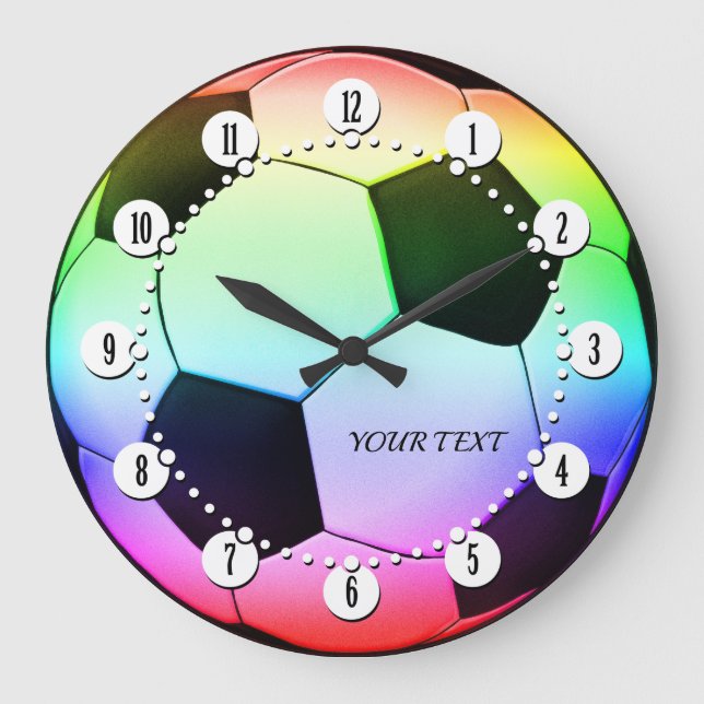 Personalizable Colorful Soccer Football Large Clock (Front)