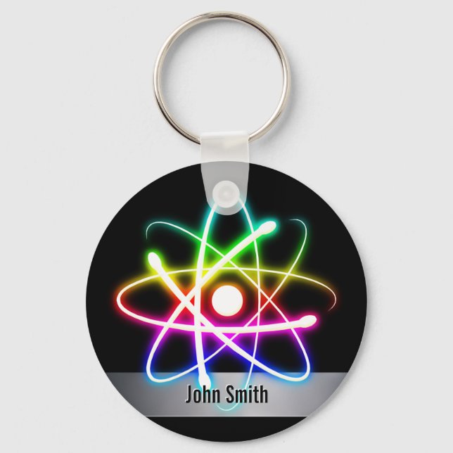 Personalizable Colourful Glowing Atom Key Ring (Front)