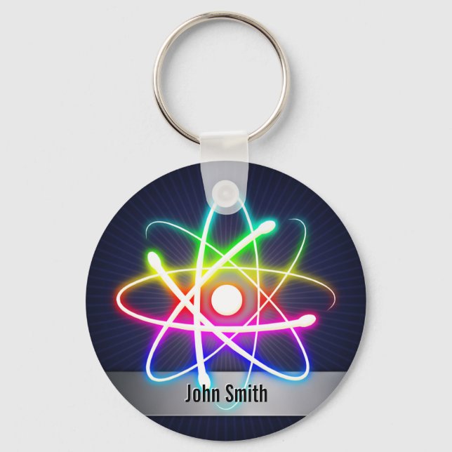 Personalizable Colourful Glowing Atom - Keychains (Front)