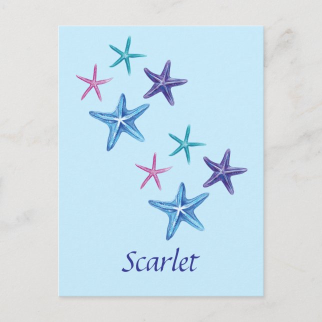 Personalizable Colourful Starfish writing Postcard (Front)