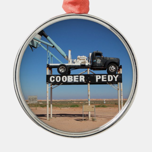 Personalizable Coober Pedy Outback Souvenir Metal Tree Decoration (Front)