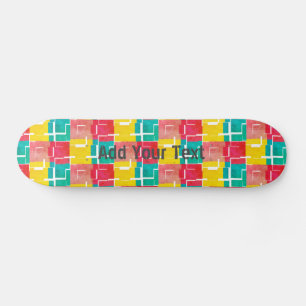 Personalizable COOL Teal Pink Yellow Red Pattern Skateboard