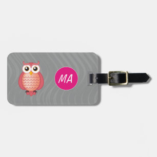 Personalizable Cute Girly Owl Luggage Tag