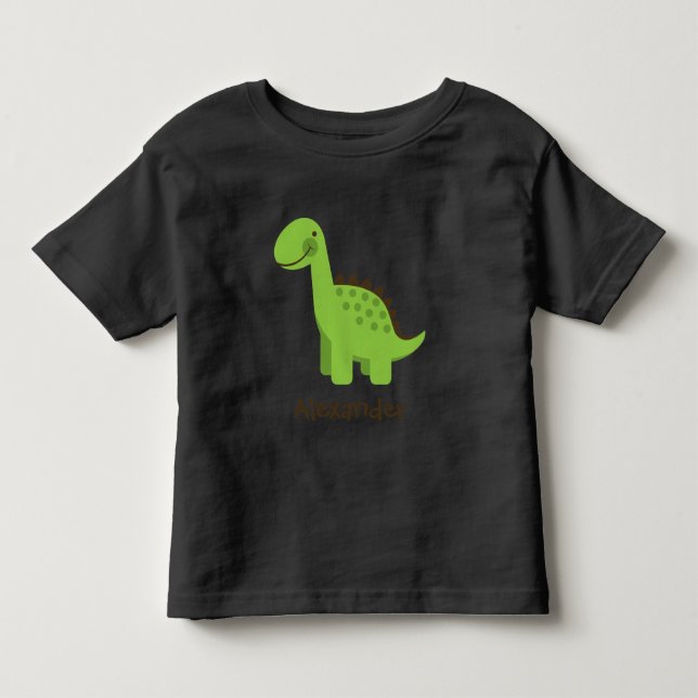 Personalizable Cute Green Dinosaur Toddler T-Shirt (Front)