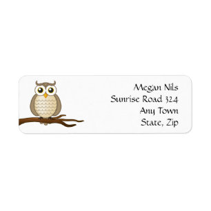 Personalizable Cute Owl   Return Address Label