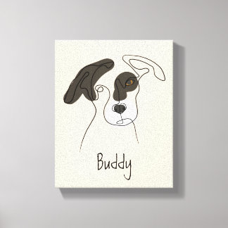 Personalizable Dog One Line Art with Colour Canvas Print