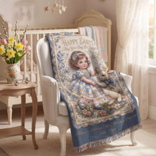 Personalizable  Easter Bunny Baby Blanket
