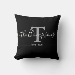 Personalizable Family Name Elegant Calligraphy  Cushion