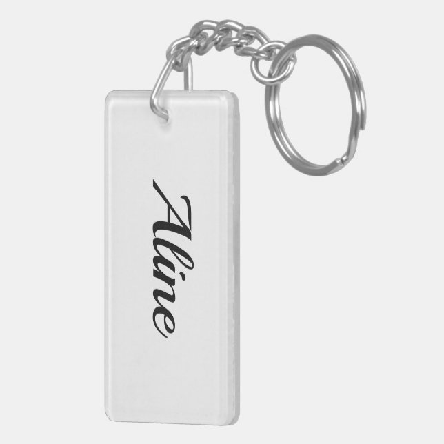 personalizable First Name Aline black and white Key Ring (Back Right)