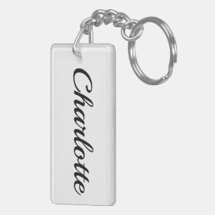 personalizable first name Charlotte black and whit Key Ring