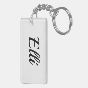 personalizable first name Elli black white Key Ring
