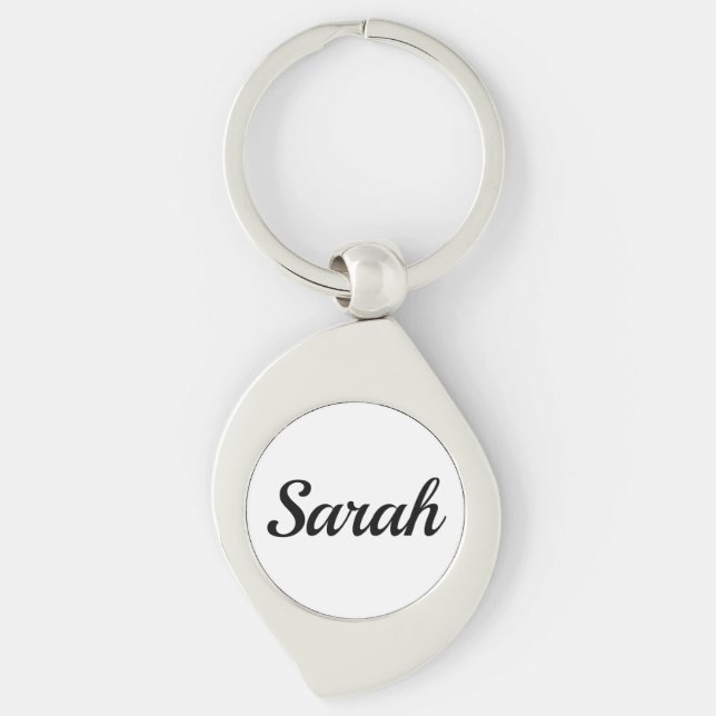 personalizable first name Sarah black and white Key Ring (Front)