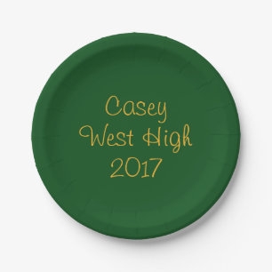 Personalizable Graduation Plate in Green & Gold