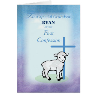 Personalizable Grandson, First Confession, Lamb
